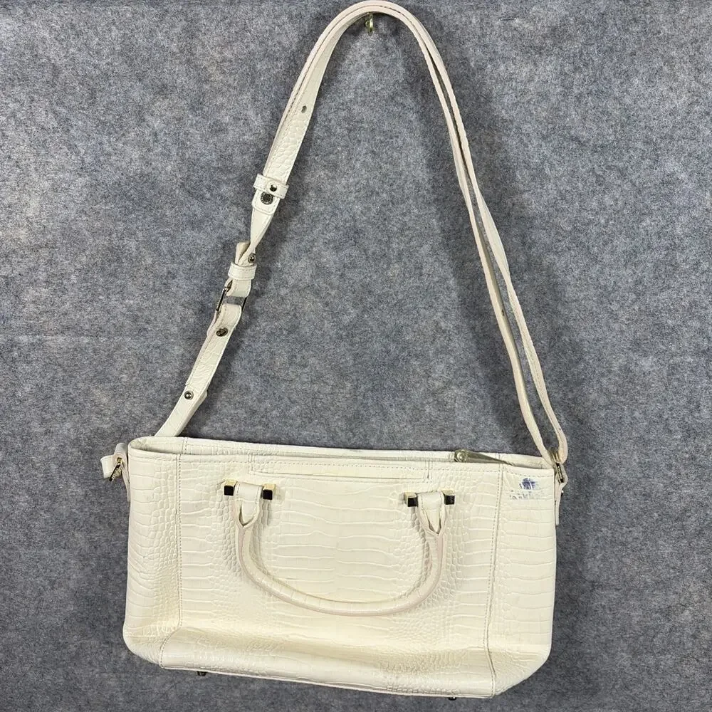 Brahmin Priscilla Satchel Natural Leighton Handbag Purse‎ Snakeskin Taupe